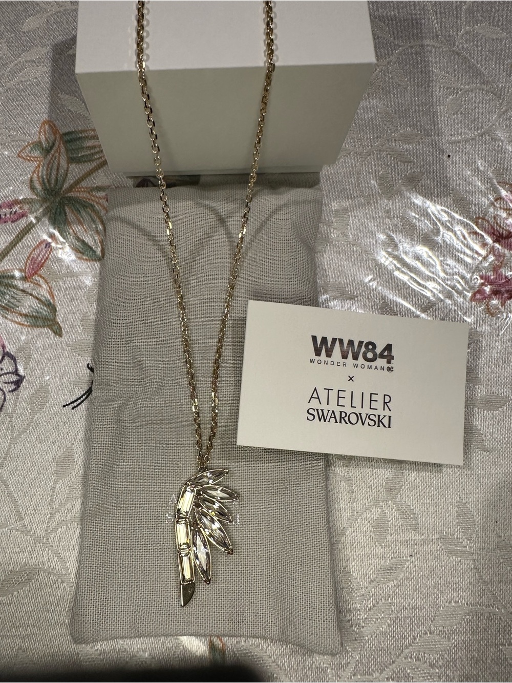 Swarovski Atelier WE84 Gold Wing Crystal Pendant Necklace - New in box